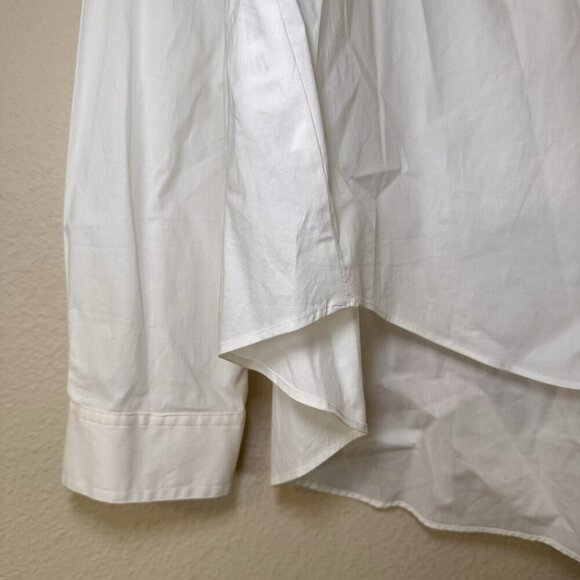 Loft Blouse Shirt Womens Size Medium White Poplin Shirt Cotton Spandex - Picture 3 of 6